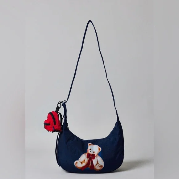 BAGGU UO Exclusive Teddy Bear Medium Nylon Crescent Bag NWT - Picture 2 of 8